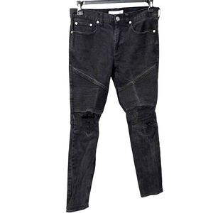 PacSun Stacked Skinny Black Moto Distressed Jeans Men's 30x30